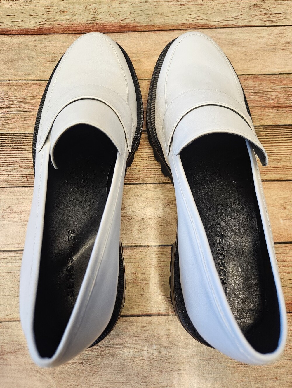 Aerosoles Ronnie platform loafers in white leather